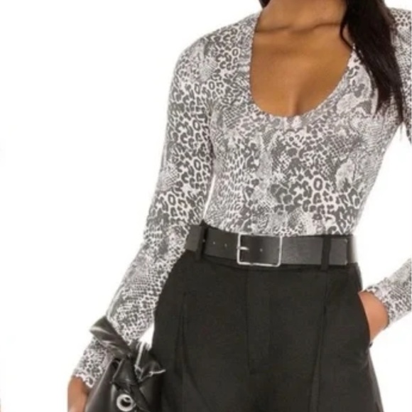 Free People Intimately Body Suit Large P2P 17”. Viscose Spandex Snake Skin - Picture 1 of 12